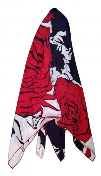 Foulard Shawl Silk Satin 110X110 White Black Red